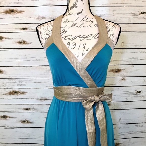 BCBG Paris Halter Blue Goddess Dress NWOT - Picture 3 of 9